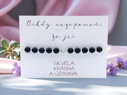 Náramek Jsi úžasná černo-zlatý