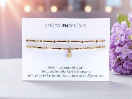 SET náramků Hnědo-zlaté srdíčko