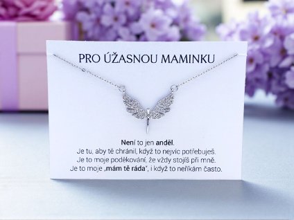 Náhrdelník Anděl s krystaly pro maminku
