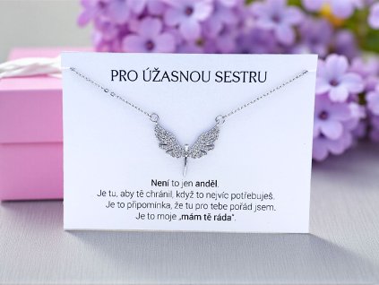 Náhrdelník Anděl s krystaly pro sestru