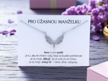 Náhrdelník Anděl s krystaly pro manželku