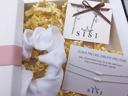 Dárkový box - set náramků, náušnice a scrunchie gumička