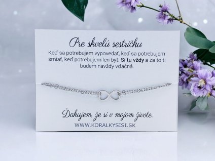 Náramok oceľový Srdiečkové nekonečno pre sestru