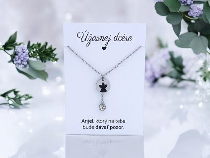 Náhrdelník anjel s kryštálom pre dcéru