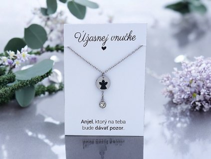 Náhrdelník Anjel s kryštálom pre vnučku