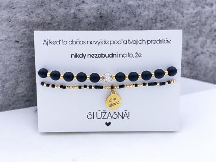 SET náramkov Čierno-zlatá Si úžasná
