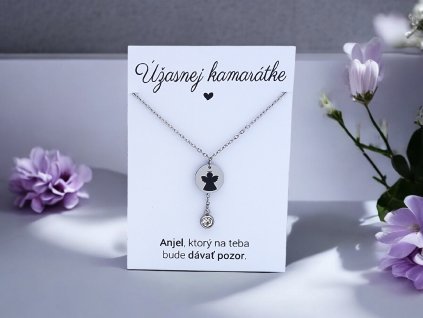 Náhrdelník Anjel s kryštálom pre kamarátku