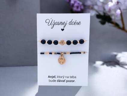 SET náramkov Čierna & rose gold – Anjelská ochrana pre dcéru