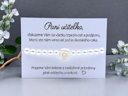 Náramok Perličky s kvietkom pre pani učiteľku