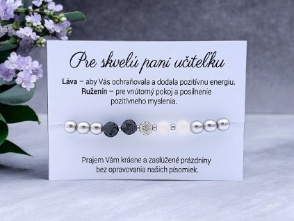 Náramok Láva, ruženín a perličky pre pani učiteľku