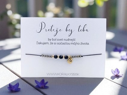 Náramok Brúsený ónyx a zlaté pinky promise