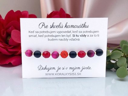 Náramok Čierno–červený tigrie oko pre kamarátku