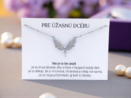 Náhrdelník Anjel s kryštálmi pre dcéru
