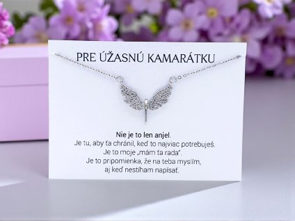 Náhrdelník Anjel s kryštálmi pre kamarátku