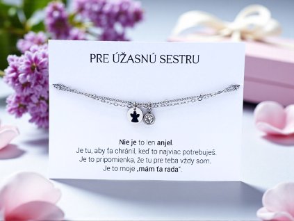 Náramok oceľový Nie je to len anjel pre sestru