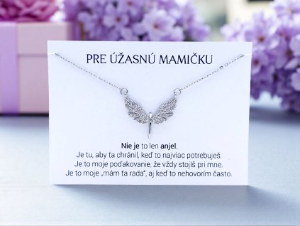 Náhrdelník Anjel s kryštálmi pre mamičku