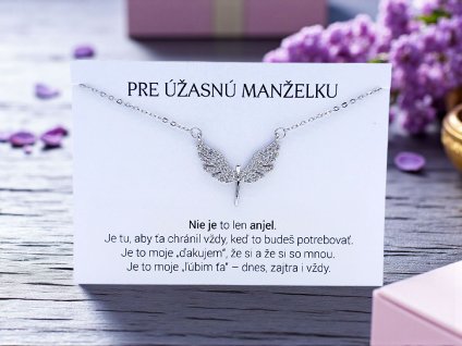 Náhrdelník Anjel s kryštálmi pre manželku
