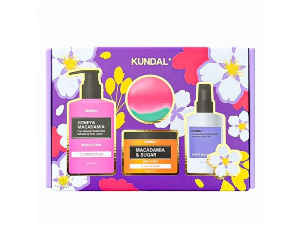 KUNDAL - BATH AND BODY GIFT BOX WHITE MUSK - Limitovaný dárkový set 4 produktů pro péči o tělo korejska kosmetika