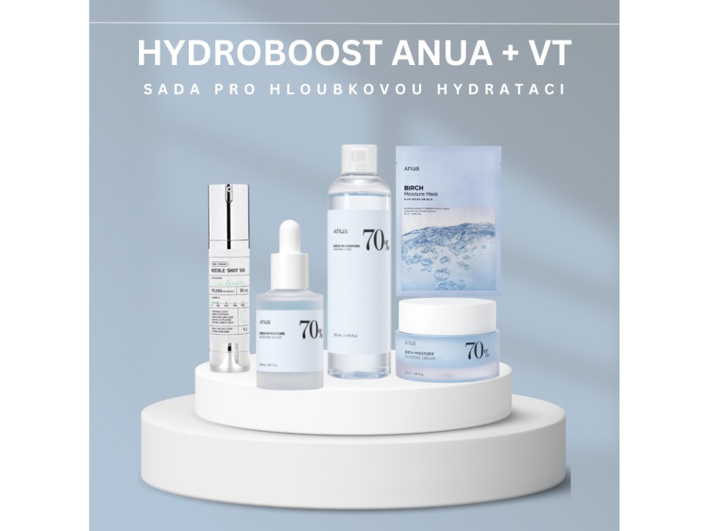 korejska kosmetika sada pece o plet na hydrataci HYDROBOOST HYDRATAČNÍ SADA ANUA Sada pro hloubkovou hydrataci pleti produktů Anua a VT 5 ks