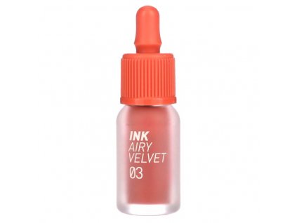 PERIPERA - INK AIRY VELVET - Barevný lesk na rty 4 g odstín 03 Cartoon Coral korejska kosmetika