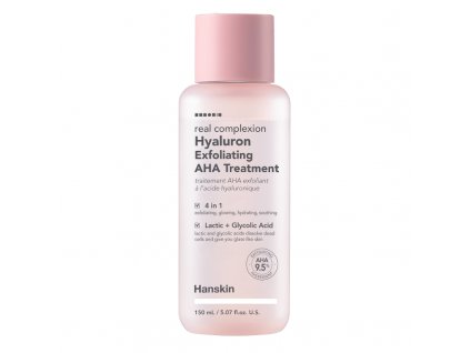 HANSKIN REAL COMPLEXION HYALURON EXFOLIATING AHA TREATMENT Pleťový peeling s AHA 150 ml korejska kosmetika