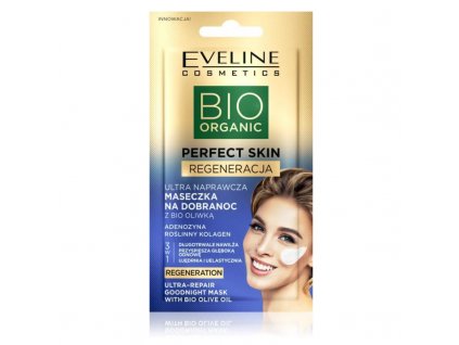 EVELINE COSMETICS PERFECT SKIN BIO OLIVE OIL Revitalizační pleťová maska na noc s olivovým olejem 8 ml