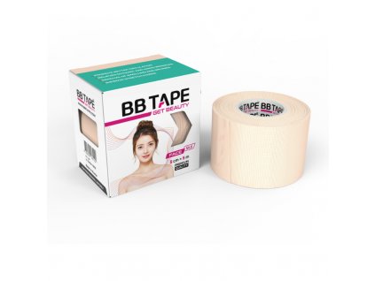 BBTAPE - FACE SILK TAPE BEIGE - Hedvábné liftingové obličejové pásky 5mx5cm korejska kosmetika