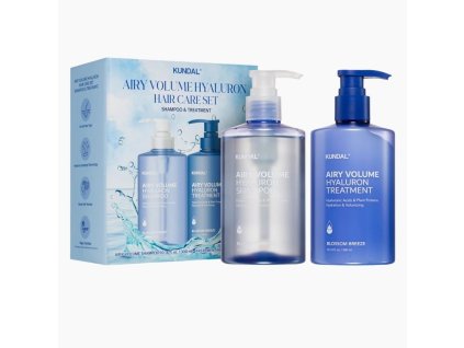 KUNDAL AIRY VOLUME HYALURON HAIR CARE SET Luxusní hydratační sada pro objem, lehkost a zdravě lesklé vlasy 2x 500 ml korejska vlasova kosmetika