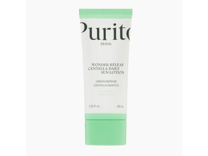 PURITO SEOUL WONDER RELEAF CENTELLA DAILY SUN LOTION SPF50+ PA++++ Zklidňující denní SPF krém bez parfemace 60 ml koreanglamour.cz korejska kosmetika