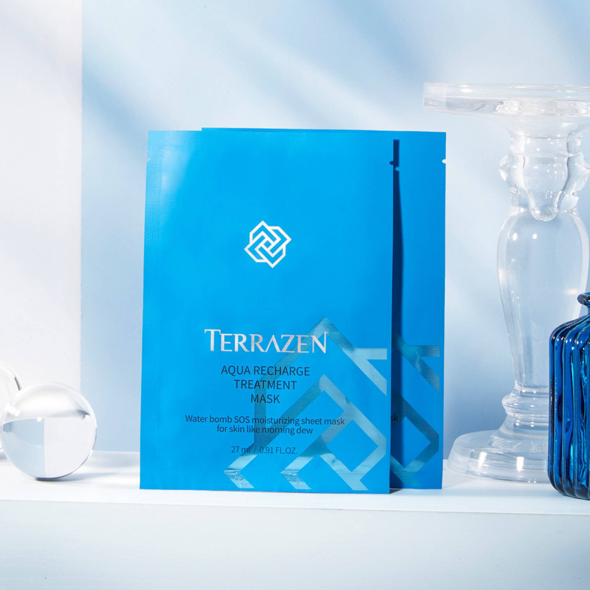 Terrazen - Aqua Recharge Treatment Mask - Hydratační textilní pleťová maska pro okamžité zklidnění a intenzivní hydrataci 27 ml