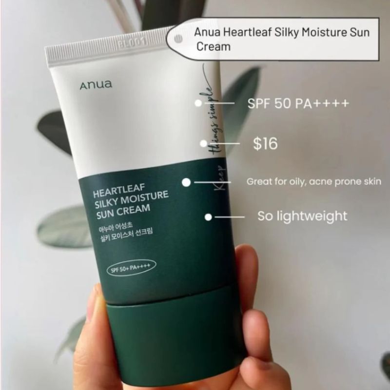 ANUA - HEARTLEAF SILKY MOISTURE SUNCREAM - Opalovací krém s houttuynií srdčitou SPF 50+ PA++++ 50 ml