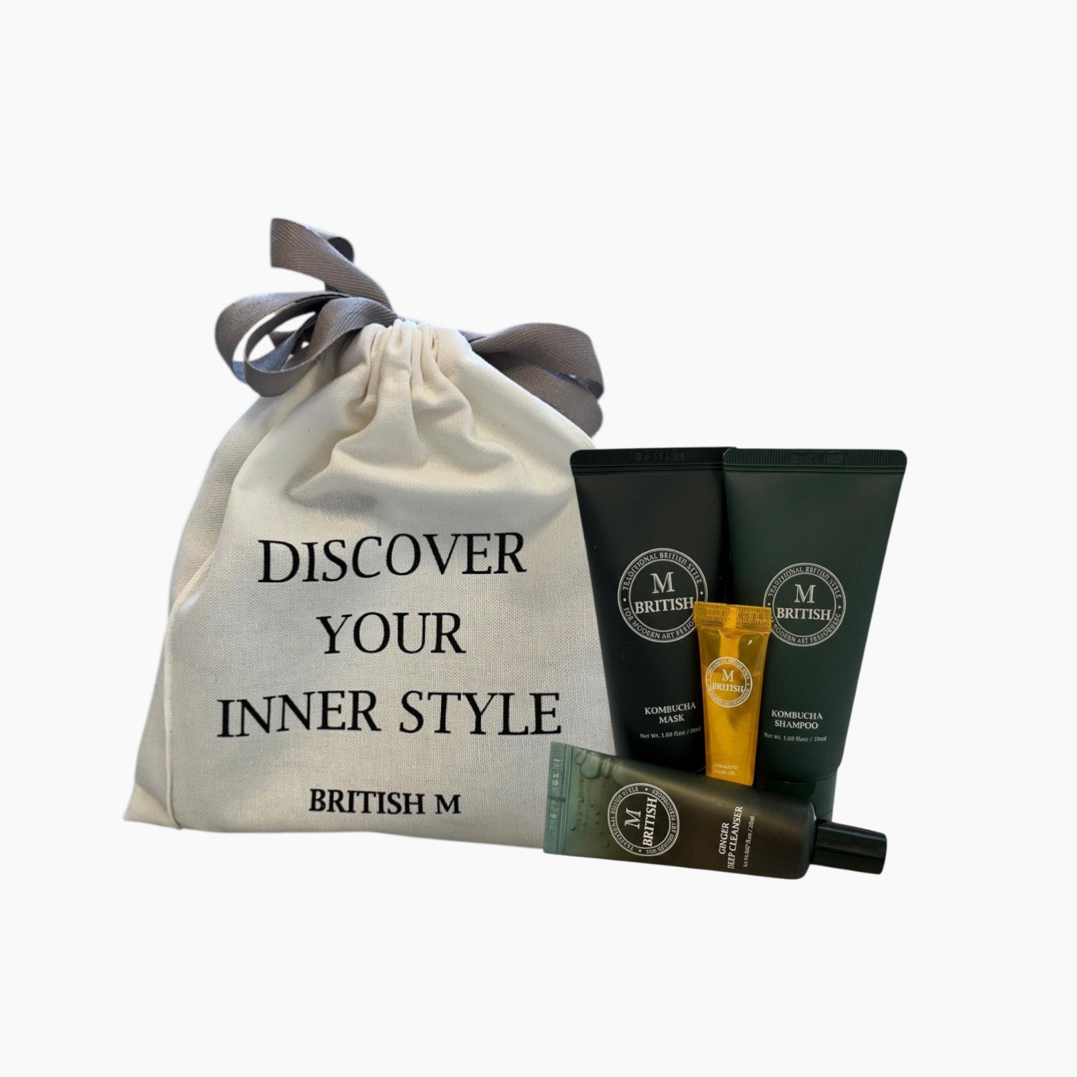 Levně British M - Discovery Kit - Luxusní vlasový rituál v cestovních velikostech - baleno v praktickém pytlíčku