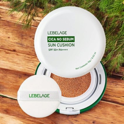 LEBELAGE - Cica No Sebum Sun Cushion SPF 50+ PA+++ - Pečující SPF cushion - 15 g