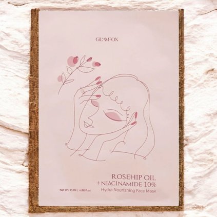 GLAMFOX - Rosehip Niacinamide Face Mask - Plátýnková maska s niacinamidem a extraktem z růže - 25 ml