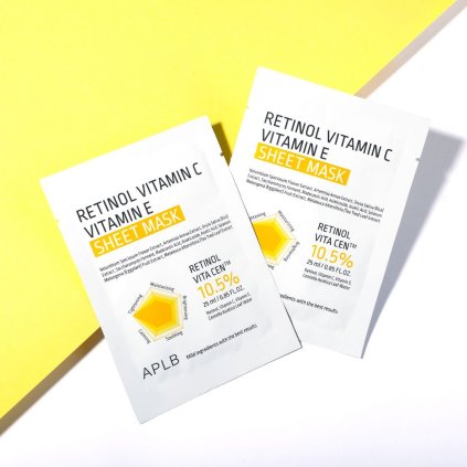 APLB - Retinol Vitamin C Vitamin E Sheet Mask - Retinolová, plátýnková maska s vitaminem C a E - 25 ml