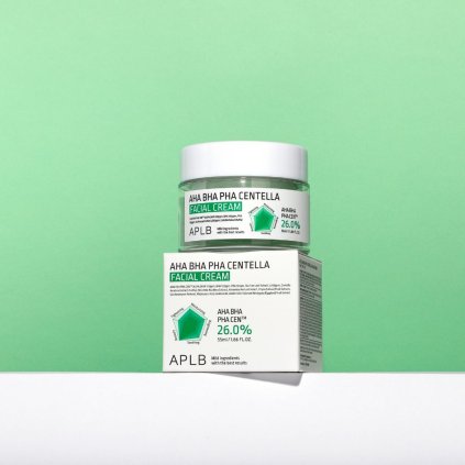 APLB - AHA BHA PHA Centella Facial Cream - Exfoliační, zklidňující krém s centelou a kyselinami - 55 ml