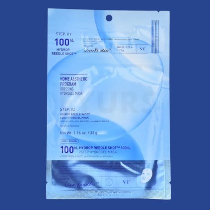 vt hydrop reedle shot 100 2step hydrogel mask front side of sheet mask Photoroom