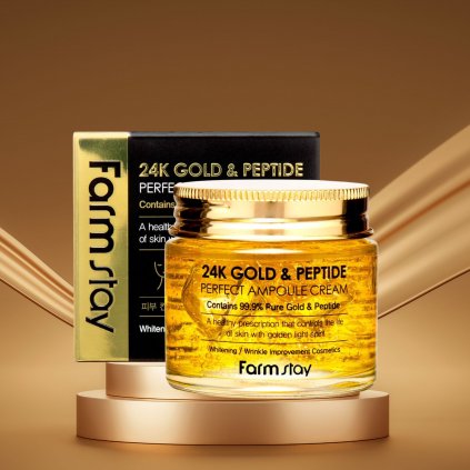 Farm Stay - 24K Gold & Peptide Perfect Ampoule Cream - Peptidový pleťový krém se zlatem a peptidy - 80 ml