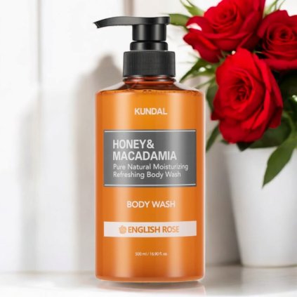 Kundal Honey&Macadamia Body Wash - Jemný sprchový gel s medem s vůní ENGLISH ROSE - 500 ml