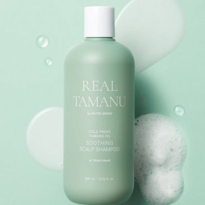 RATED GREEN - Real Tamanu Cold Press Soothing Scalp Shampoo - Zklidňující a čistící šampon proti lupům a svědění pokožky -  400 ml