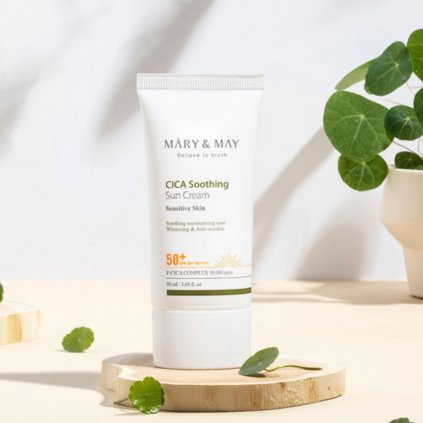 Mary&May - Cica Soothing Sun Cream SPF50+/PA++++ - Lehký zklidňující a hydratační SPF krém - 50 ml