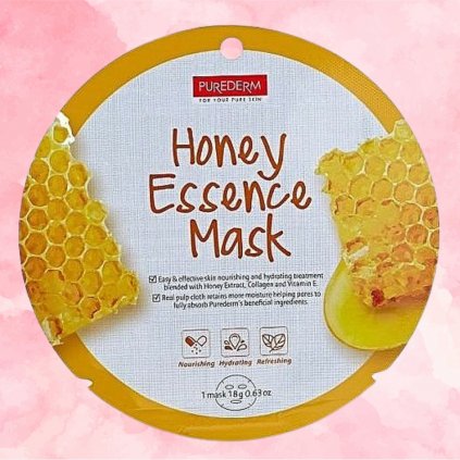 PUREDERM - Honey Essence Mask-C - Vyživující plátýnková maska s medem - 18 g