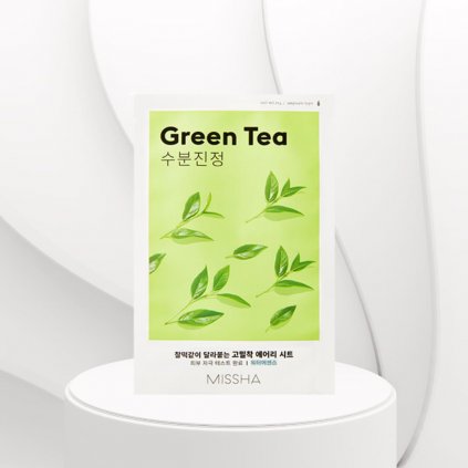 MISSHA - Airy Fit Sheet Mask Green Tea - Hydratační s zklidňující plátýnková maska se zeleným čajem - 19 g