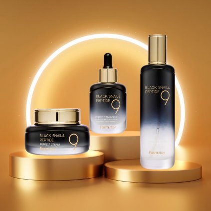 Farm Stay - Black Snail & Peptide 9 Perfect Set - Sada produktů pro omlazení pleti obohacená o peptidy a šnečí mucin