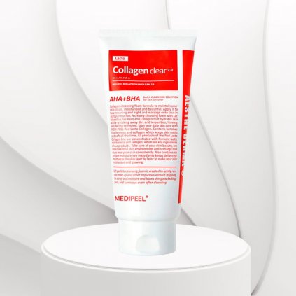 MEDI-PEEL - Red Lacto Collagen Clear AHA BHA - Omlazující čistící pěna na obličej s kolagenem s AHA a BHA kyselinami - 300 ml