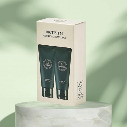 BRITISH M - Kombucha Travel Duo - Cestovní set šamponu a kondicionéru s Kombuchou pro silné vlasy - 2 x 50 ml