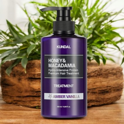 Kundal Honey&Macadamia Treatment - Hydro-intenzivní proteinová kůra na vlasy s vůní AMBER VANILLA - 500 ml