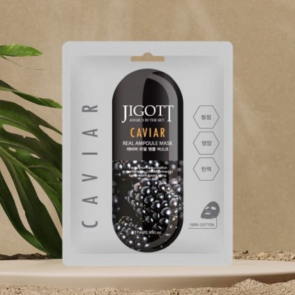 Jigott - Caviar Real Ampoule Mask - Pleťová maska s kaviárem - 27 ml