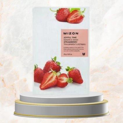 MIZON - Joyful Time Essence Mask Strawberry - Plátýnková maska s jahodami pro zjemnění a antioxidaci pleti - 23 ml
