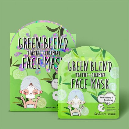 LOOK AT ME - Green Blend Tencel Face Mask - Plátýnková maska s Tea Tree a okurkou - 25 ml